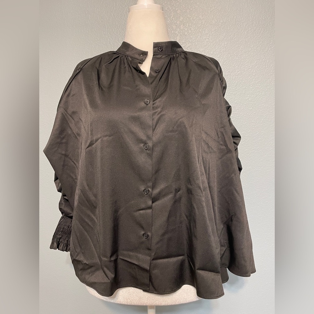 Kosmios Black Flowy Blouse Ethereal Cottagecore Steampunk Dark Fairy Medium